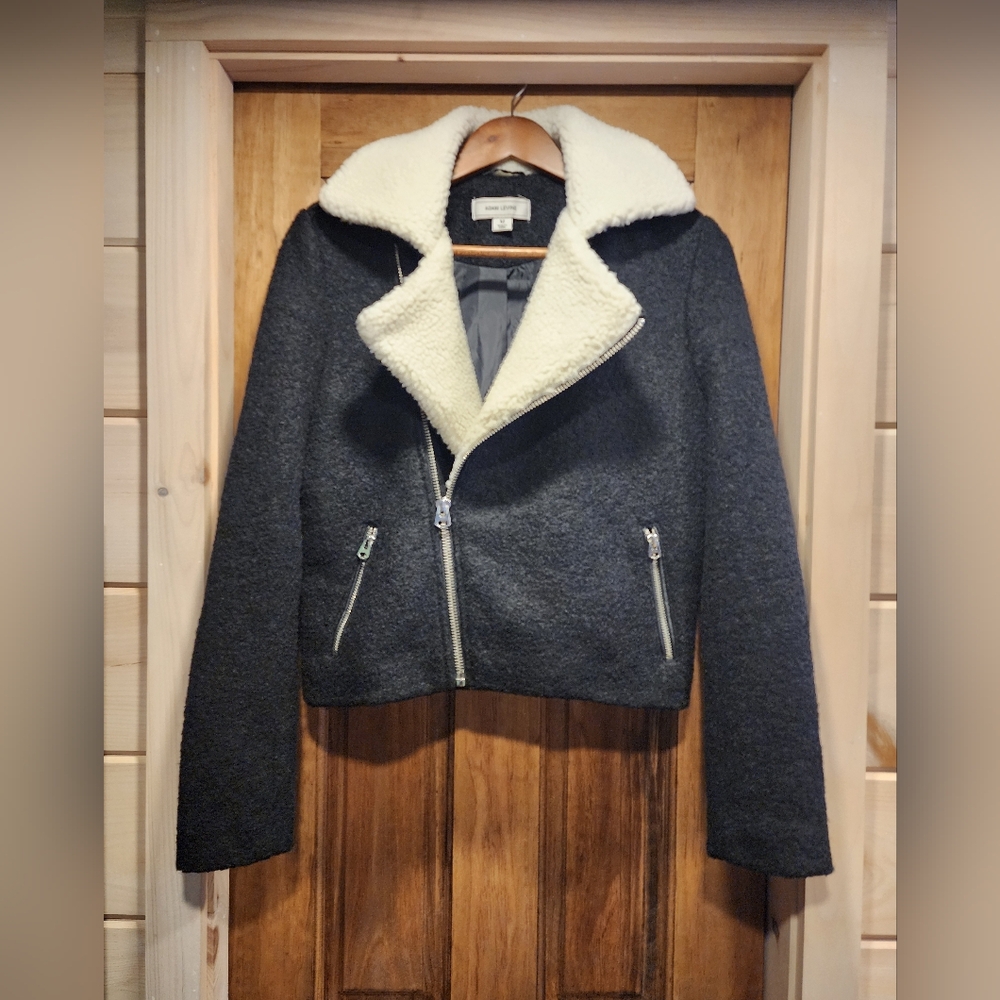 Adam Levine Black Jacket with Cream Sherpa Collar